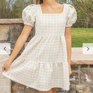 Charming Simply Southern‎ Gold/Cream Tweed Dress  Extra Large XL NWT